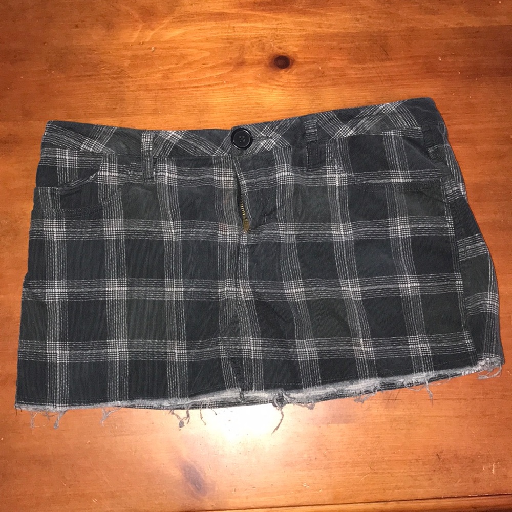 Black and Tan Plaid Mini Skirt